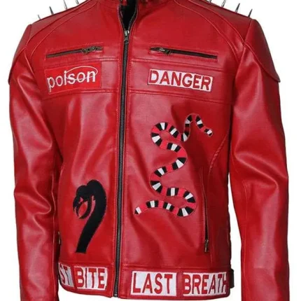 I Am Venomous Danger Poison Snake Studded Biker Jacket