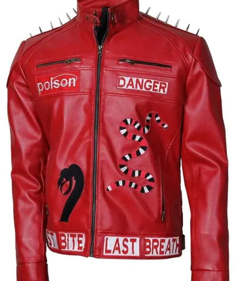 I Am Venomous Danger Poison Snake Studded Biker Jacket