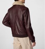 Men's Leather Bomber Aviator Jacket Fur Hooded