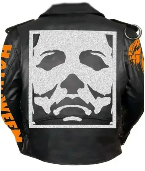 Michael Myers Halloween Black Leather Studded Biker Jacket For Sale 