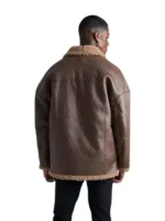 Oversized Brown Leather Shearling Jacket