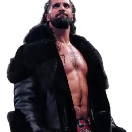 Seth Rollins Monday Night RAW Black Leather Fur Jacket