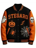 Halloween Pumpkin Skull Varsity Jacket