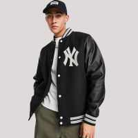 Men's Bomber New Era New York Yankees MLB Large Logo Varsity Jacket Black
