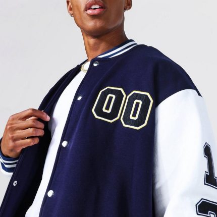 Navy X 00 Jersey Varsity Bomber Jacket