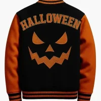 Stegaro Halloween Pumpkin Black and Orange Varsity Jacket