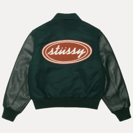 Stussy Script Oval Varsity Jacket green