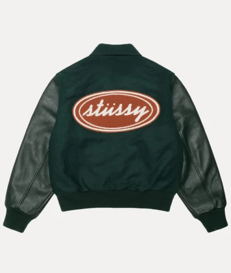 Stussy Script Oval Varsity Jacket green