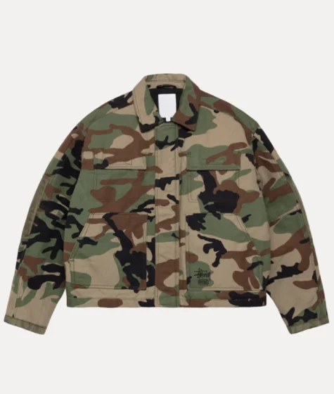 Buy Stussy Camo Utility Work Jacket Woodland For Sale 
