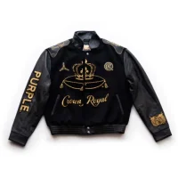 Crown Royal x PURPLE BRAND Jeff Hamilton Varsity Jacket Black