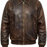 Halloween Brown Skull Leather Jacket for Sale