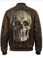 Halloween Skull Brown Leather Jacket