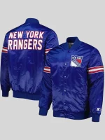 New York Rangers Starter Blue Satin Full-Snap Varsity Jacket