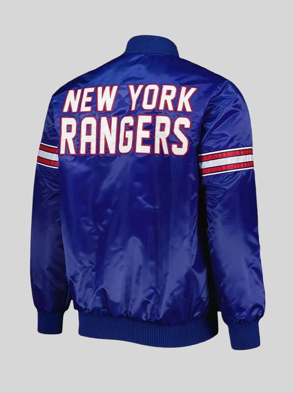 New York Rangers Starter Blue Satin Full-Snap Varsity Jacket | The ...