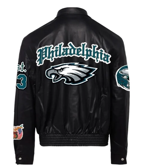 Philadelphia Eagles Full Leather Old English Jacket Black