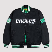 Philadelphia Eagles GOLF WANG Black Satin Full-Snap Jacket