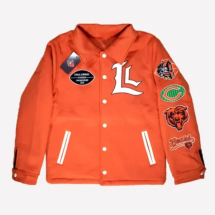 Chicago Bears Lyrical Lemonade x Orange Full-Snap Varsity Jacket