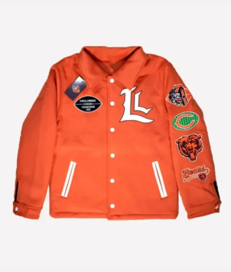 Chicago Bears Lyrical Lemonade x Orange Full-Snap Varsity Jacket