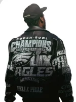 Meek Mill Pelle Pelle Philadelphia Eagles Super Bowl Champions Black Leather Jacket Fo Sale 