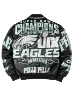 Pelle Pelle Philadelphia Eagles Super Bowl Champions Black Leather Jacket