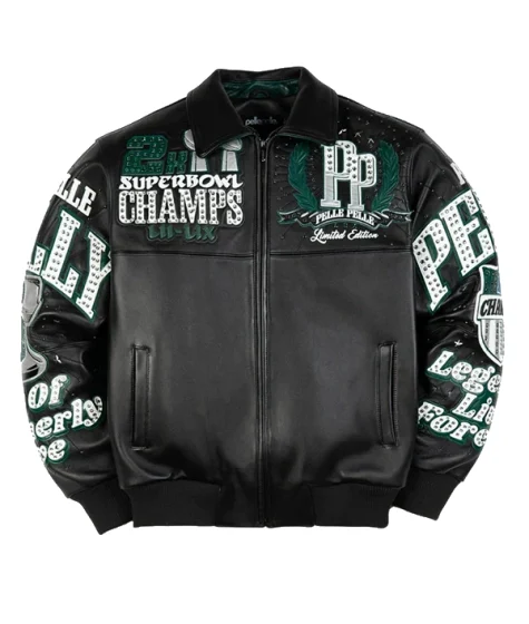 Pelle Pelle Philadelphia Eagles Super Bowl Champions Black Leather Jacket Fo Sale 