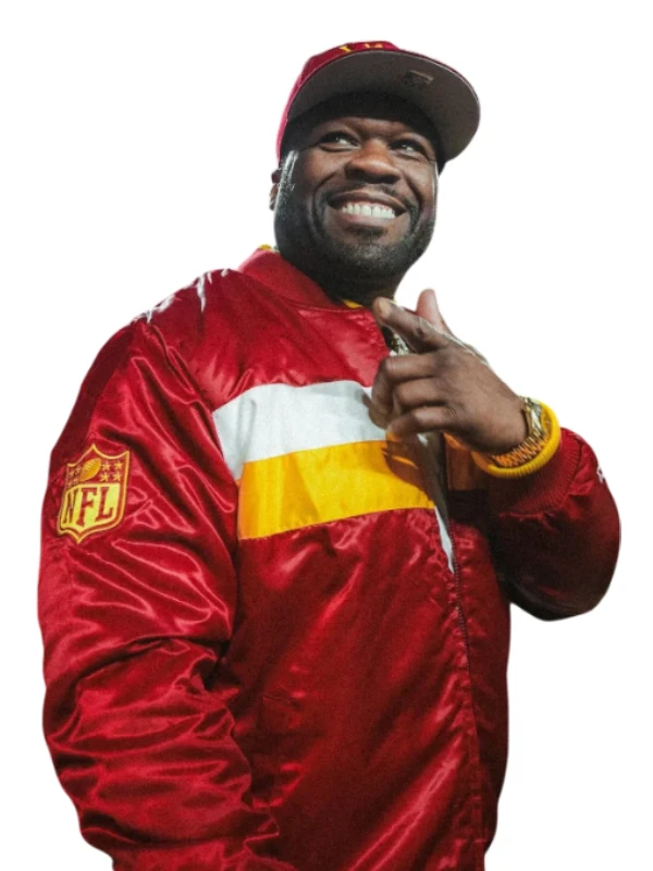50 Cent Washington Commanders Red Satin Jacket