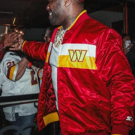 50 Cent Washington Commanders Satin Lettermen Jacket