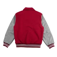 Hillman College 2.0 Maroon and Grey Wool Varsity Bomber Jacket for Sale