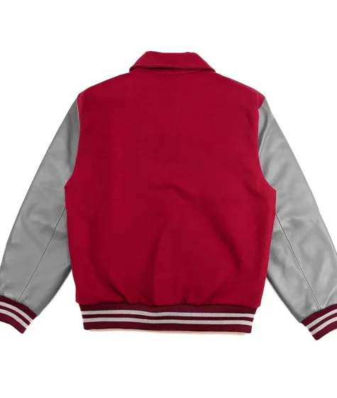 Hillman College 2.0 Maroon and Grey Wool Varsity Bomber Jacket for Sale