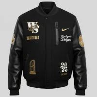 Nike Los Angeles Dodgers World Series Champions Black Wool Bomber Jacket