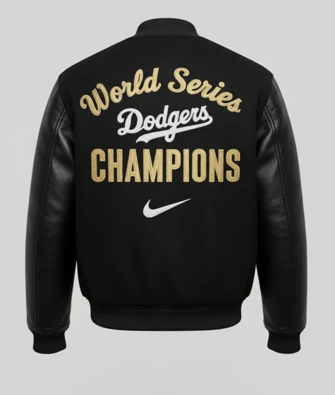 Nike Los Angeles Dodgers World Series Champions Black Wool Bomber Jacket