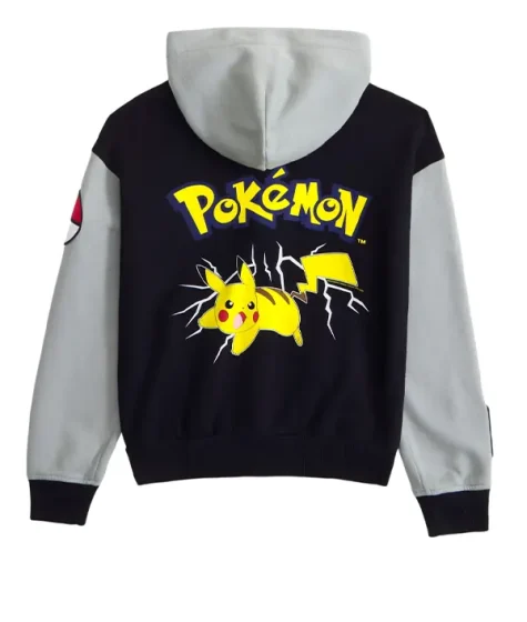 Pokemon Abercrombie Hooded Black and Gery Bomber Jacket For Sale