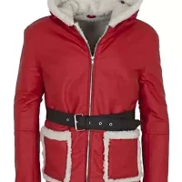 Red Santa Leather Jacket Christmas