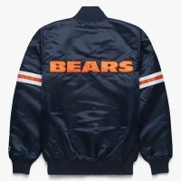 Chicago Bears Navy Blue Satin Bomber Jacket