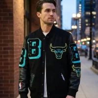 Chicago Bulls Exclusive Gamma Blue Mashup Varsity Jacket