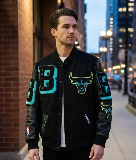 Chicago Bulls Exclusive Gamma Blue Mashup Varsity Jacket