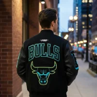 NBA Chicago Bulls Exclusive Gamma Blue Mashup Varsity Jacket