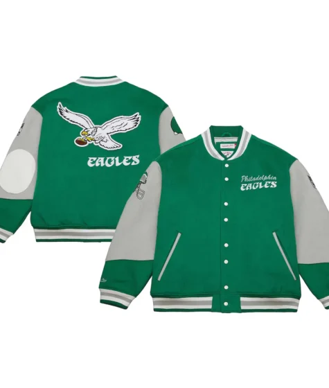 Philadelphia Eagles Mitchell & Ness Kelly Green Varsity Jacket for sale
