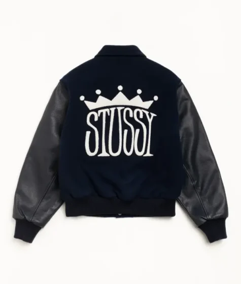 Stussy King Varsity Jacket Navy Blue