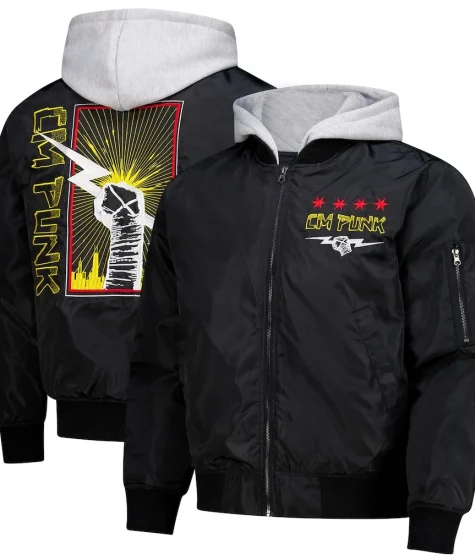 WWE RAW CM Punk Hooded Bomber Jacket